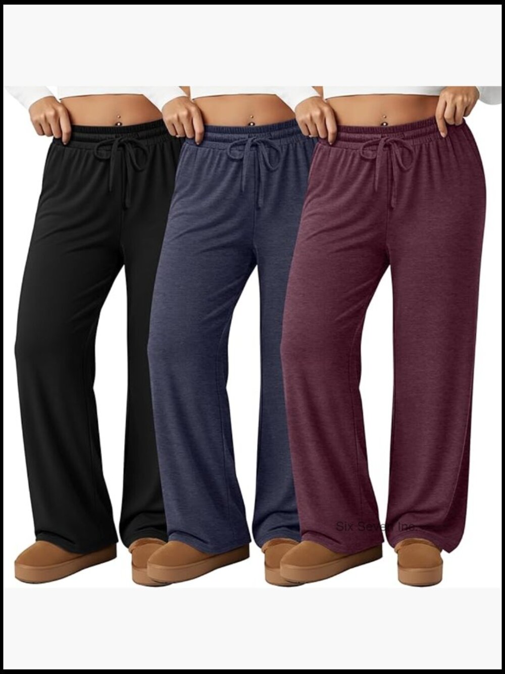 Plus Size Wide Leg Lounge Pants with Pockets Pajama Yoga Sweatpants 3 Pack